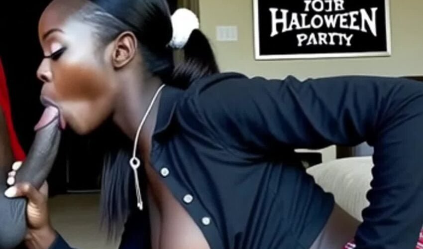 Pumpkin Smashing Ebony Blowjob