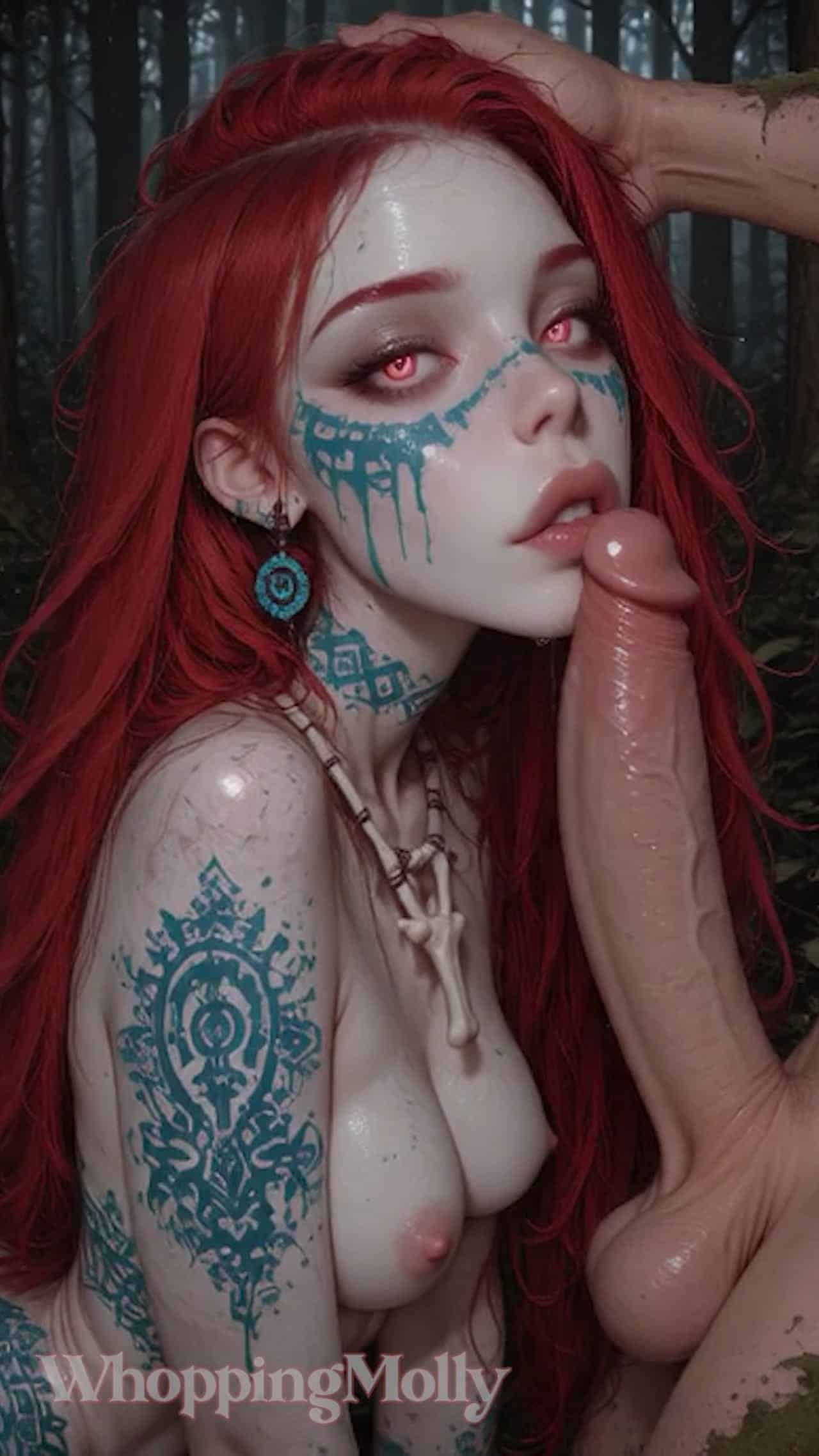 Pale Redhead Beauty Sucking Cock
