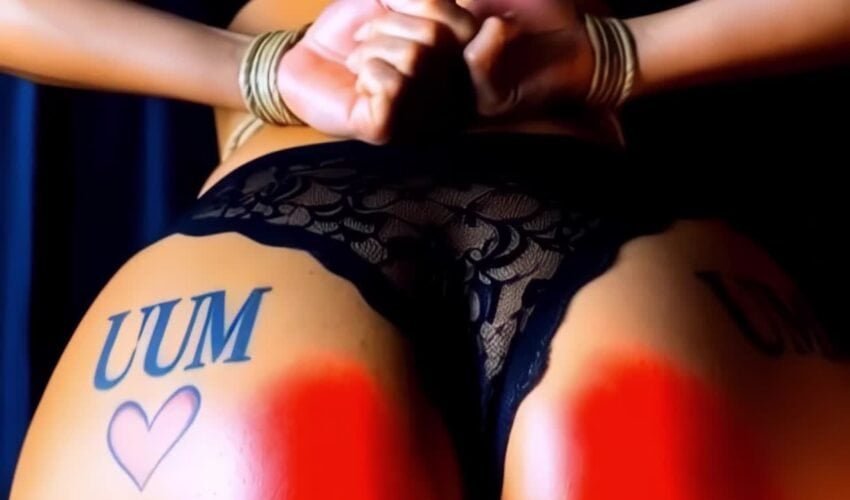 Sultry sub gets ass spanked to squirting orgasm