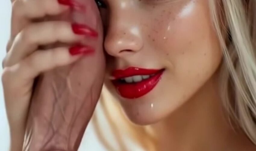 Red lips,Red nails,White sperm