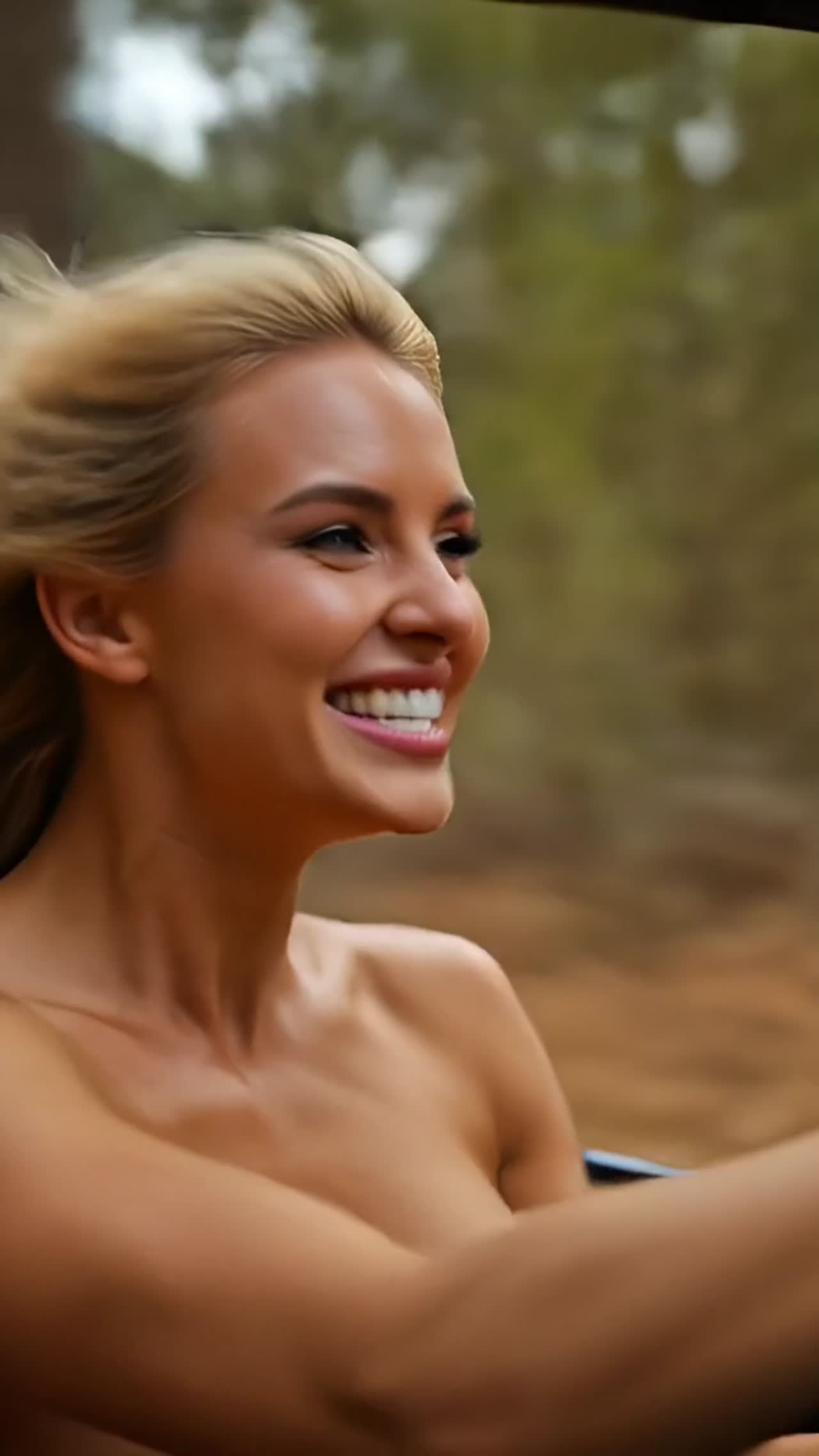 Wild Naked Buggy Ride. Bouncing boobs