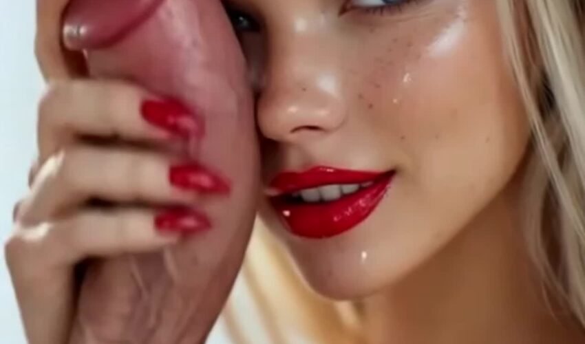 Red lips,Red nails,White sperm