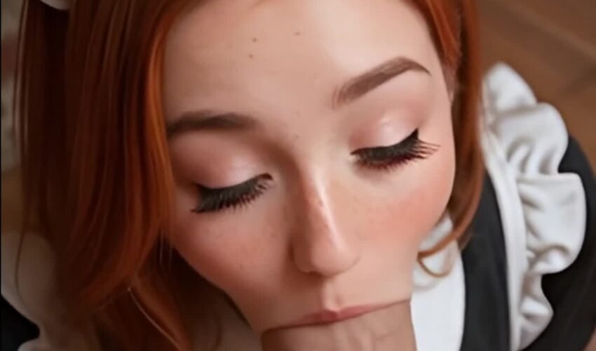 Red hair maid take it deep