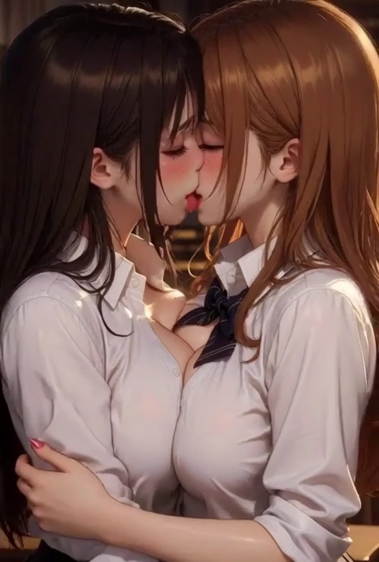 AI Hentai: Lesbian School Girls Passion