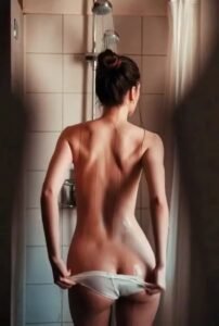 Daddy's  girl taking a shower