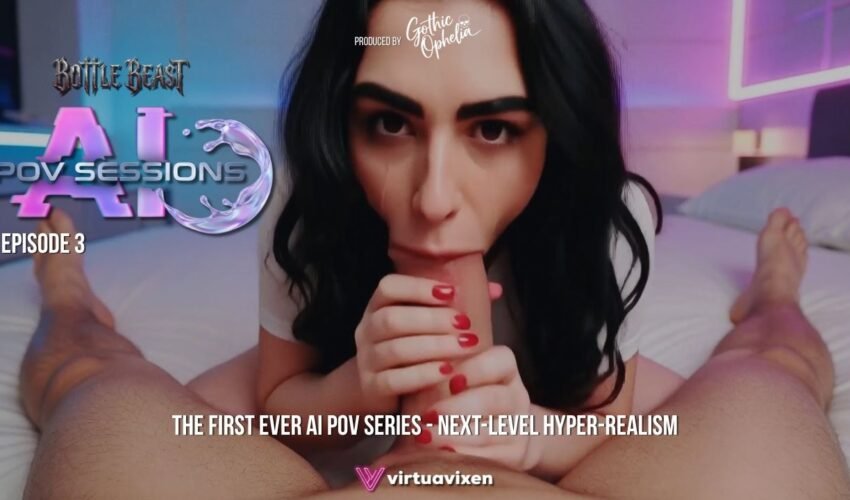 This french girl sucks my big cock, squirts and gets her mouth full of cum, hard cock POV in bed | AI POV Sessions | ASMR Blowjob | Episode #3