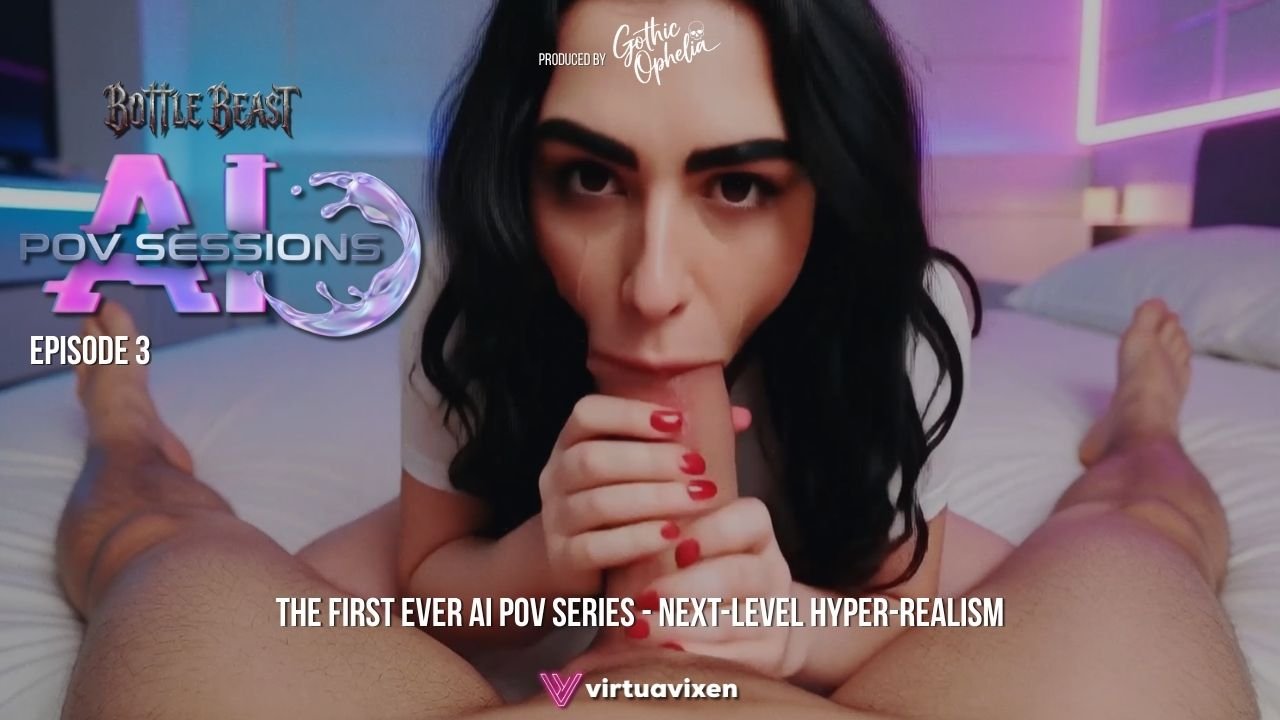 This french girl sucks my big cock, squirts and gets her mouth full of cum, hard cock POV in bed | AI POV Sessions | ASMR Blowjob | Episode #3