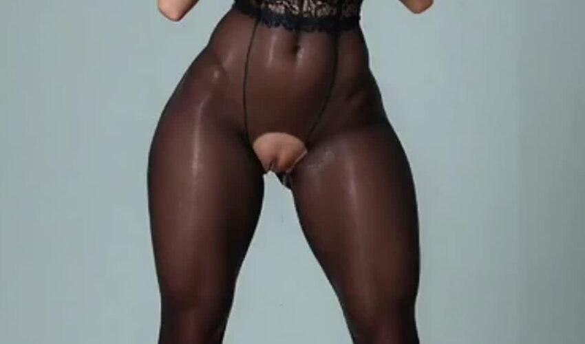 Stunning brunette in lace transparent bodystocking, anal fuck