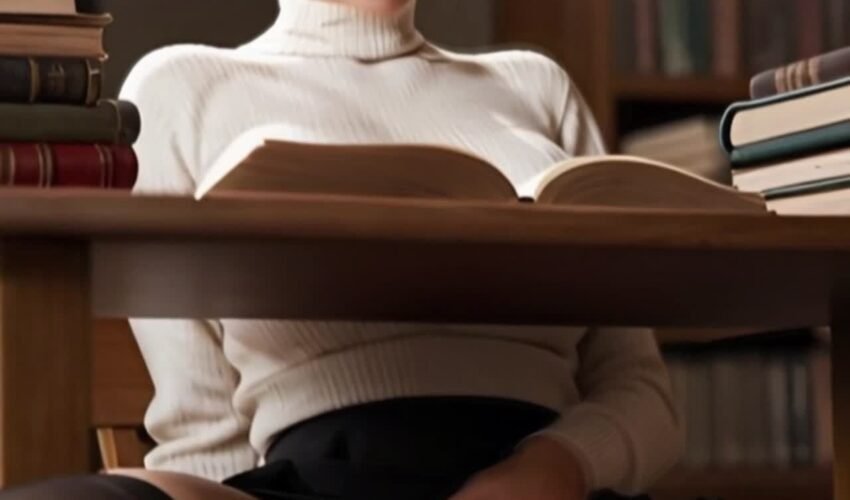 Masturbation in the library as reading a erotic book