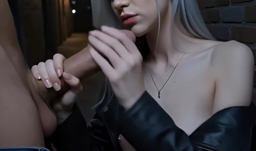 AI Generated Silver Fox Deepthroat in Dark Alley