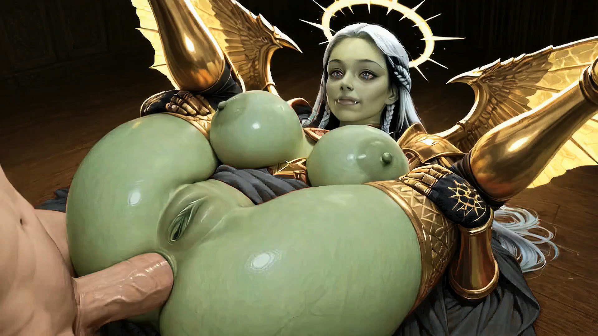 Fucking a Divine Radiant Halo Paladin Goblin Girl in Celestial Realm