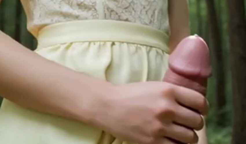 Beautiful brunette futanari ejaculates a big load
