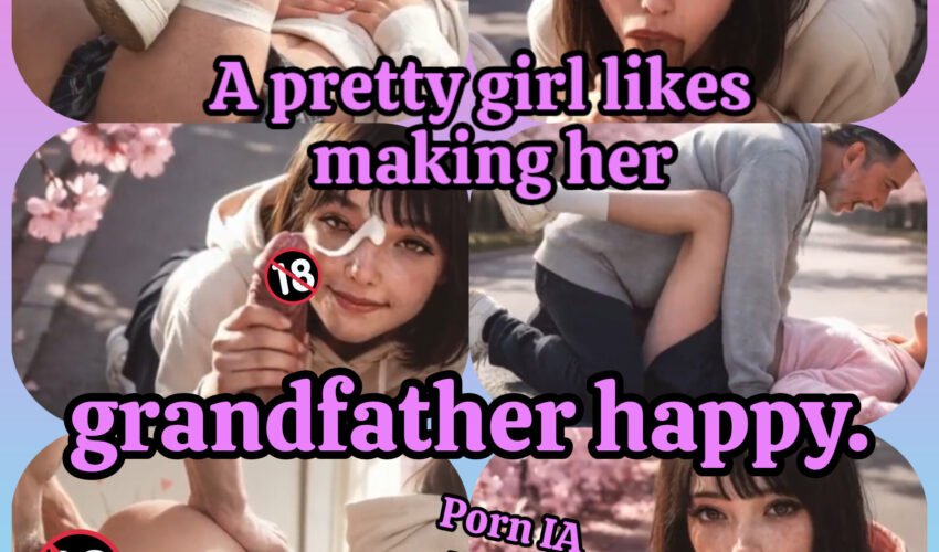 π A pretty girl likes making her grandfather happy.