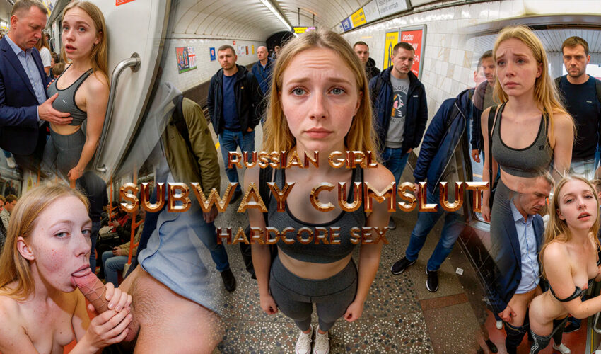 Blonde Cumslut Sucks a Big Cock on the Crowded Subway