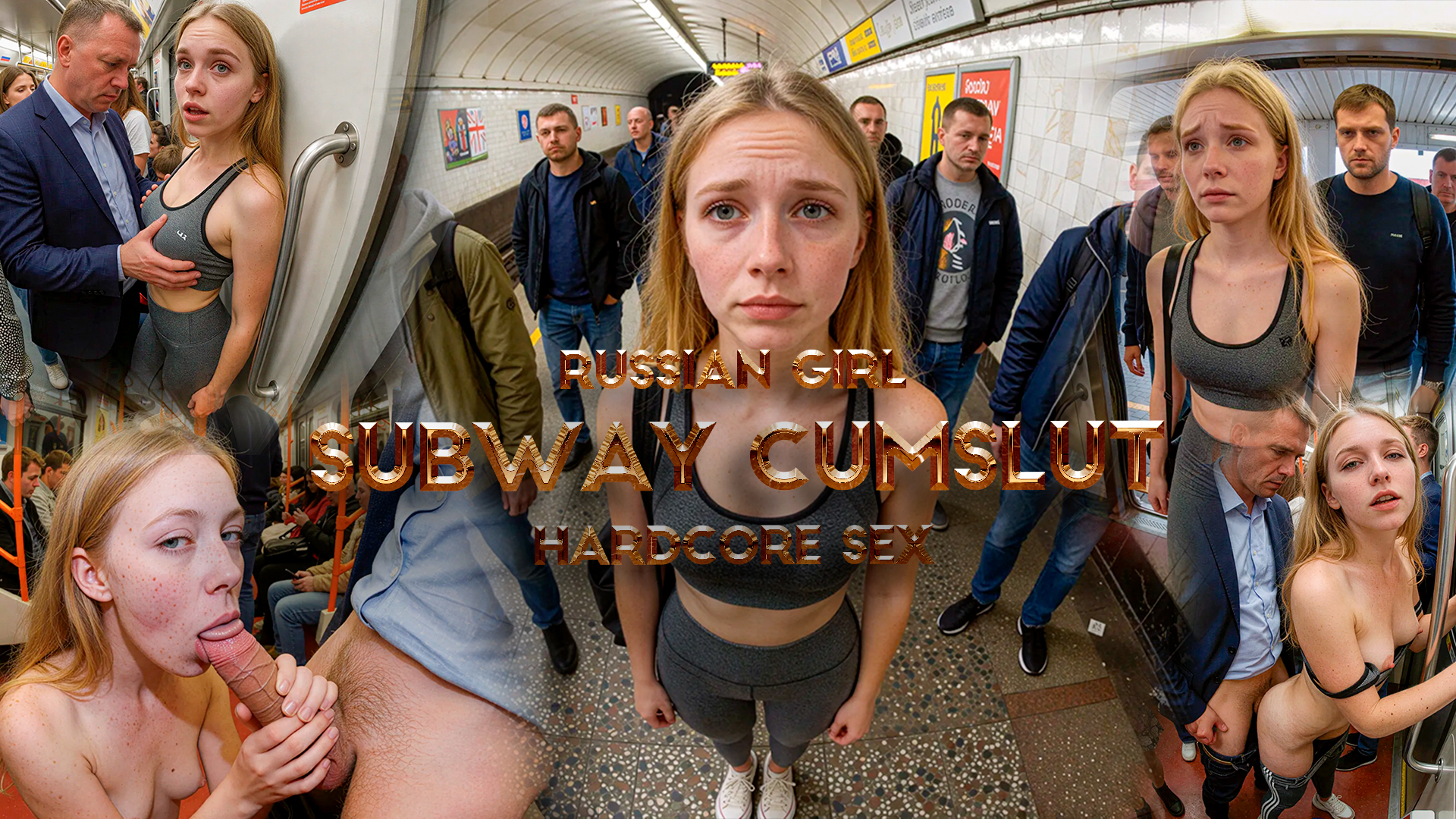 Blonde Cumslut Sucks a Big Cock on the Crowded Subway
