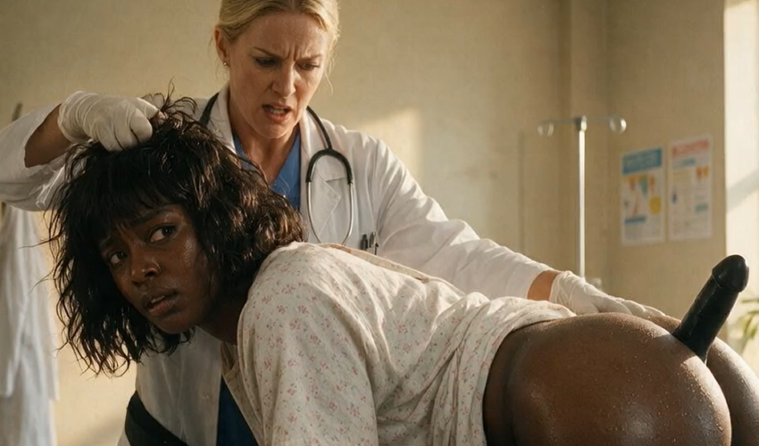 Gynecologist in Africa Uses a Dildo for a Rough Pussy Exam
