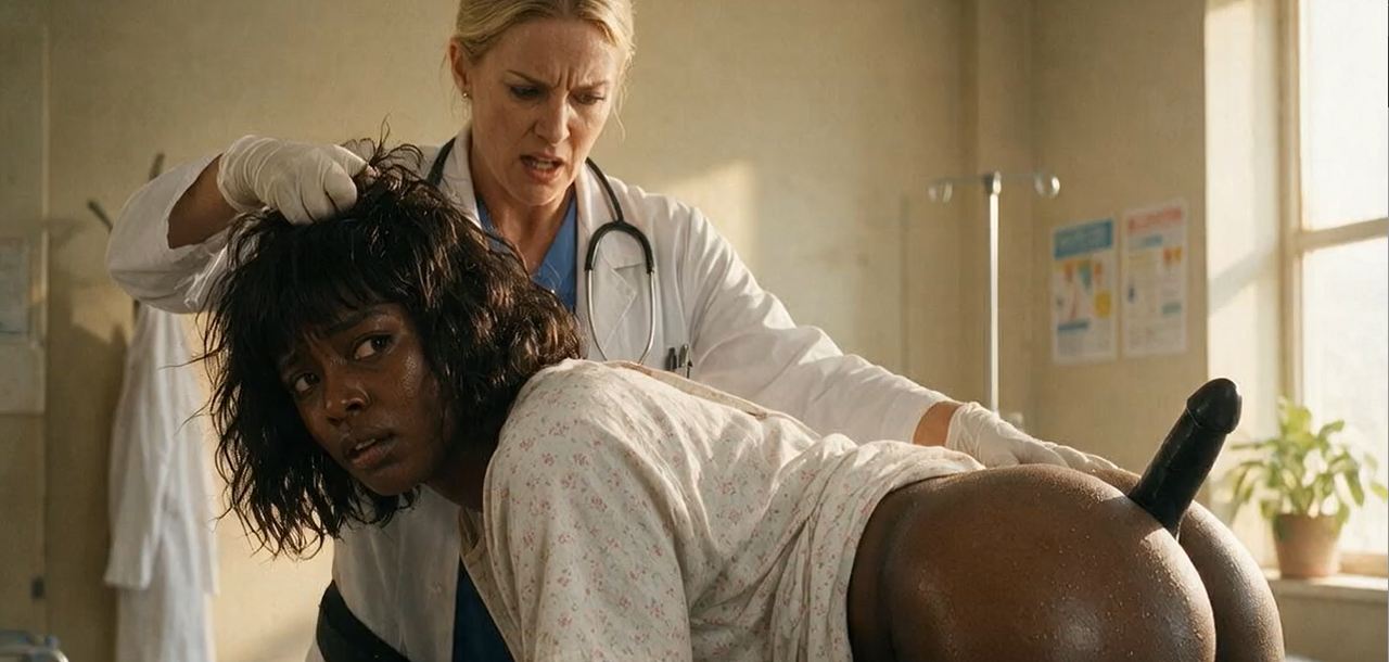 Gynecologist in Africa Uses a Dildo for a Rough Pussy Exam